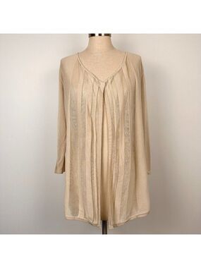 Les Collections Mat Womens Lightweight Open Knit Cardigan Size Medium Beige New